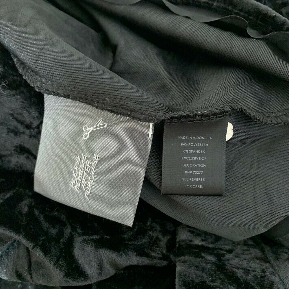 SIMPLY VERA Vera Wang Dress Women XS Black Crushed Velvet NWT 3/4 Sleeve Mock - Picture 8 of 9